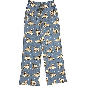 E&S PETS Yellow Labrador Pajama Bottoms, Blue, Large