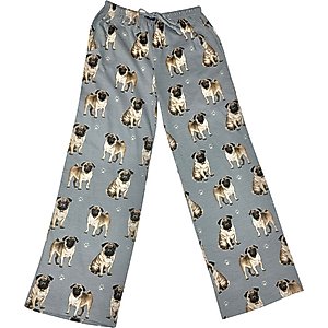 E&S PETS Pug Pajama Bottoms, Grey, Medium