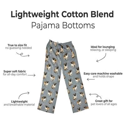 Show full view: E&S PETS Pug Pajama Bottoms, Grey, Medium slide 3 of 6