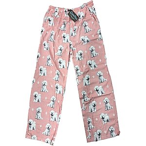 E&S PETS Bichon Frise Pajama Bottoms, Pink, Medium