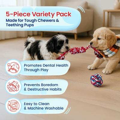 Show full view: Pacific Pups Rescue Rope Dog Toy Variety Pack for Small Dogs & Puppies, 5 count slide 3 of 8