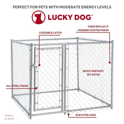 Show full view: Lucky Dog Chain Link Dog Kennel, 4 x 5 x 10 ft slide 2 of 10