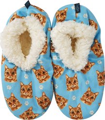 E&S PETS Orange Tabby Slippers, Light Blue, one size