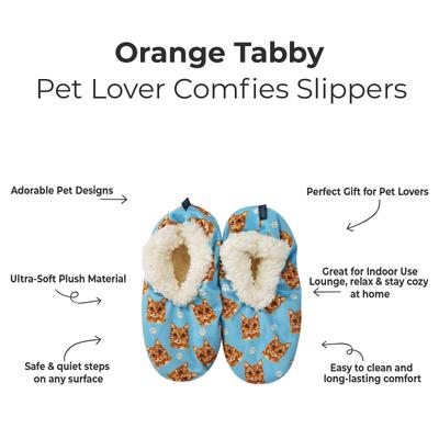 Show full view: E&S PETS Orange Tabby Slippers, Light Blue, one size slide 2 of 5