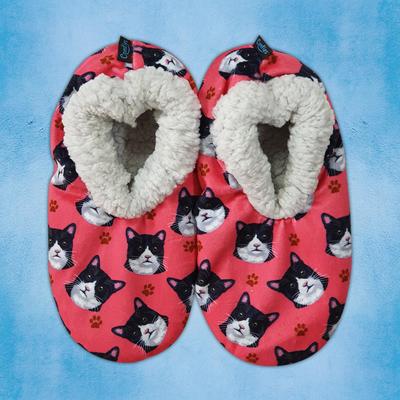 Show full view: E&S PETS Black & White Cat Slippers, Pink, one size slide 3 of 5