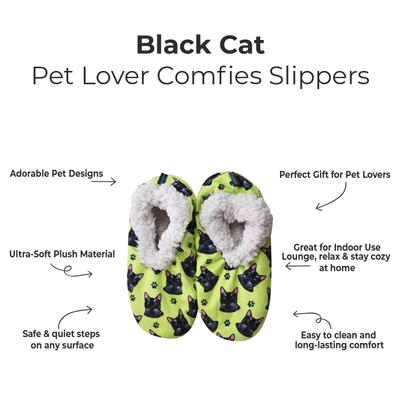 Show full view: E&S PETS Black Cat Slippers, Light Green, one size slide 2 of 5