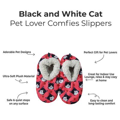 Show full view: E&S PETS Black & White Cat Slippers, Pink, one size slide 2 of 5