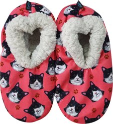 E&S PETS Black & White Cat Slippers, Pink, one size