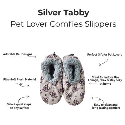 Show full view: E&S PETS Silver Tabby Slippers, Grey, one size slide 2 of 4