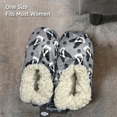 Show full view: E&S PETS Boston Terrier Slippers, Grey, one size slide 4 of 6