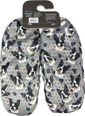Show full view: E&S PETS Boston Terrier Slippers, Grey, one size slide 6 of 6