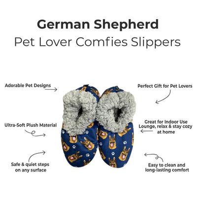 Show full view: E&S PETS German Shepherd Slippers, Dark Blue, one size slide 2 of 4