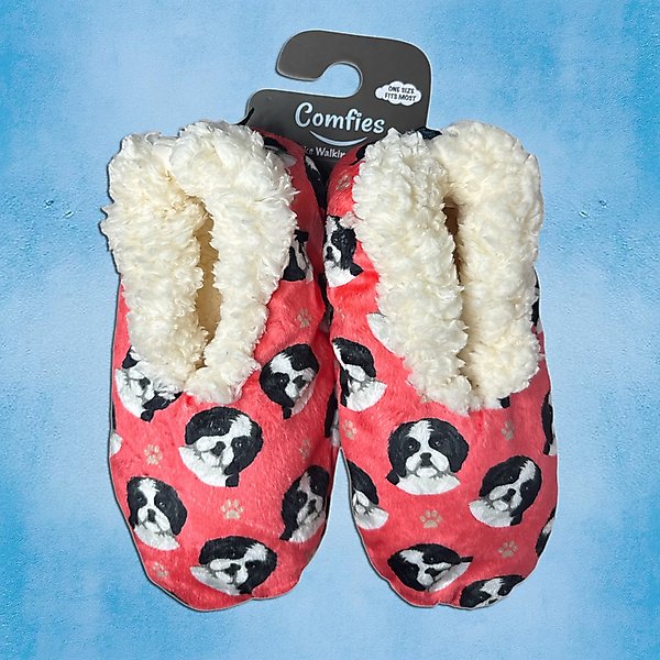 Show full view: E&S PETS Shih Tzu Slippers, Coral, one size slide 3 of 6