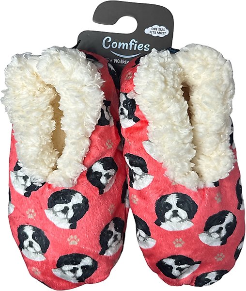 Show full view: E&S PETS Shih Tzu Slippers, Coral, one size slide 1 of 6