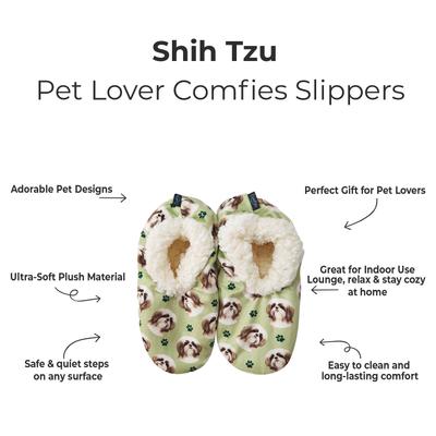 Show full view: E&S PETS Shih Tzu Slippers, Light Green, one size slide 2 of 5