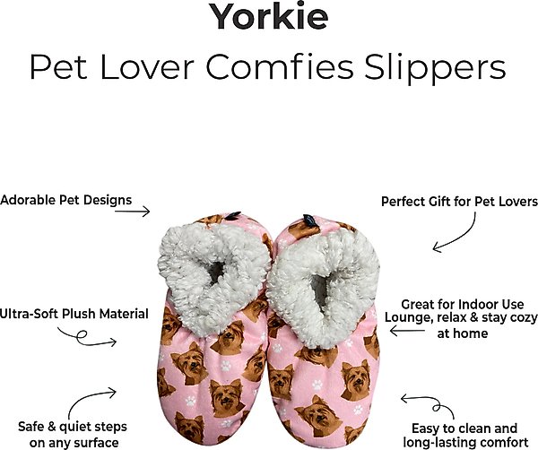 Show full view: E&S PETS Yorkie Slippers, Pink, one size slide 2 of 4