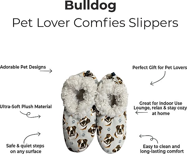 Show full view: E&S PETS Bulldog Slippers, Grey, one size slide 2 of 4