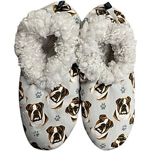 E&S PETS Bulldog Slippers, Grey, one size
