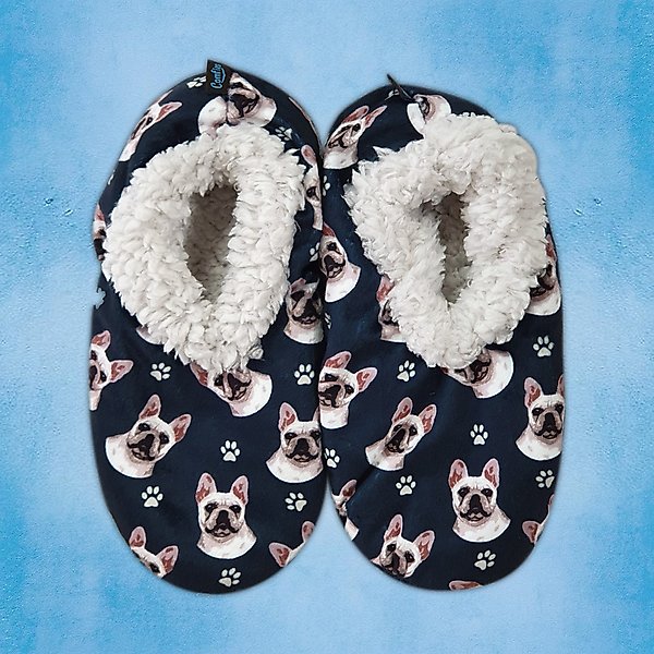 Show full view: E&S PETS French Bulldog Slippers, Black, one size slide 3 of 5