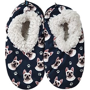 E&S PETS French Bulldog Slippers, Black, one size