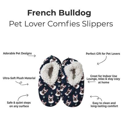 Show full view: E&S PETS French Bulldog Slippers, Black, one size slide 2 of 5