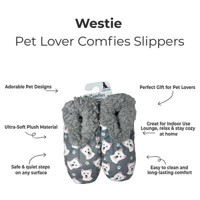 Show full view: E&S PETS Westie Slippers, Grey, one size slide 2 of 6
