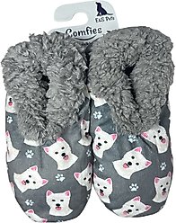 E&S PETS Westie Slippers, Grey, one size
