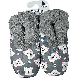 E&S PETS Westie Slippers, Grey, one size