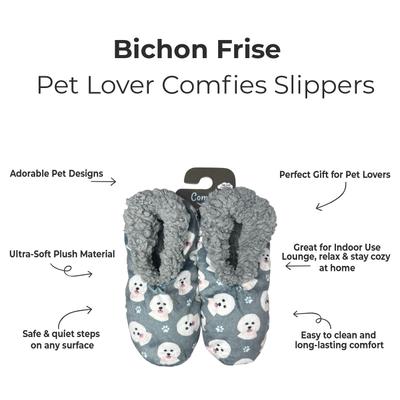 Show full view: E&S PETS Bichon Frise Slippers, Grey, one size slide 2 of 6