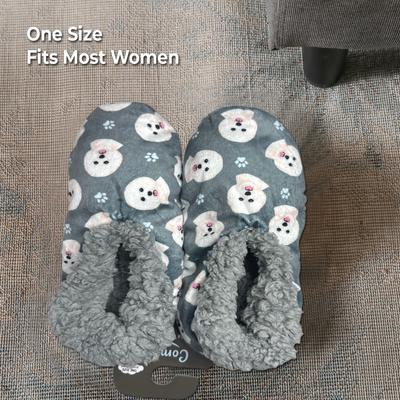 Show full view: E&S PETS Bichon Frise Slippers, Grey, one size slide 4 of 6
