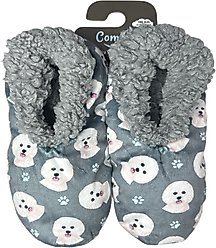 E&S PETS Bichon Frise Slippers, Grey, one size