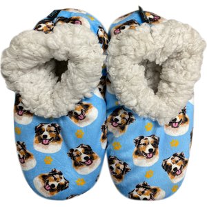 E&S PETS Australian Shepherd Slippers, Light Blue, one size