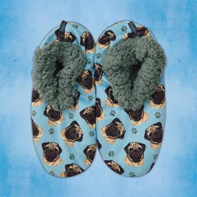 Show full view: E&S PETS Pug Slippers, Teal, one size slide 3 of 5