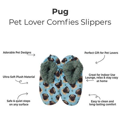 Show full view: E&S PETS Pug Slippers, Teal, one size slide 2 of 5
