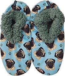 E&S PETS Pug Slippers, Teal, one size