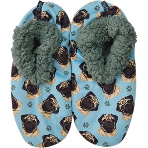 E&S PETS Pug Slippers, Teal, one size