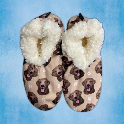 Show full view: E&S PETS Chocolate Labrador Slippers, Cream, one size slide 3 of 5