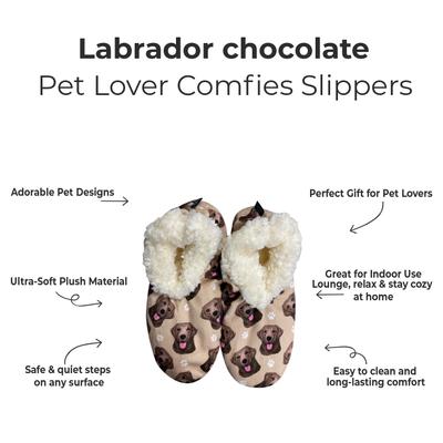 Show full view: E&S PETS Chocolate Labrador Slippers, Cream, one size slide 2 of 5