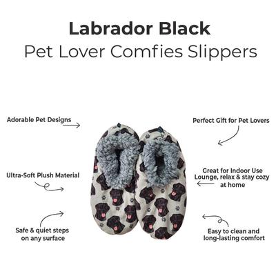 Show full view: E&S PETS Black Labrador Slippers, Grey, one size slide 2 of 5