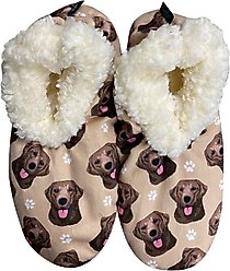 E&S PETS Chocolate Labrador Slippers, Cream, one size