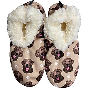 E&S PETS Chocolate Labrador Slippers, Cream, one size
