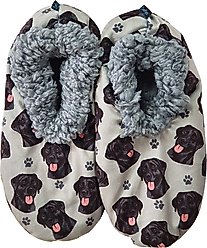 E&S PETS Black Labrador Slippers, Grey, one size