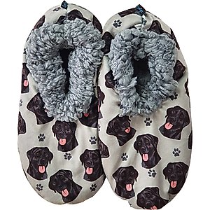 E&S PETS Black Labrador Slippers, Grey, one size