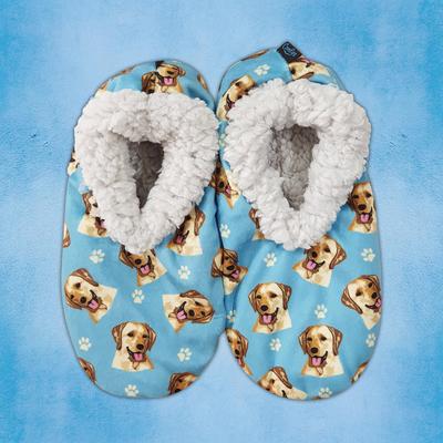 Show full view: E&S PETS Yellow Labrador Slippers, Light Blue, one size slide 3 of 4