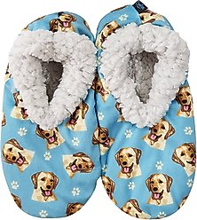 E&S PETS Yellow Labrador Slippers, Light Blue, one size