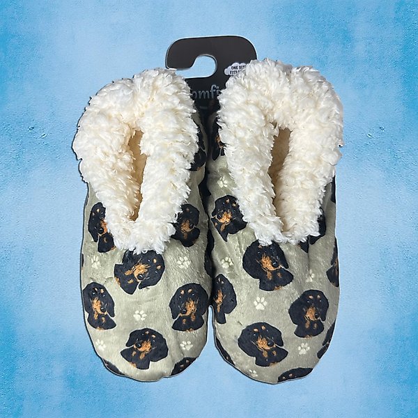 Show full view: E&S PETS Black Dachshund Slippers, Cream, one size slide 3 of 6