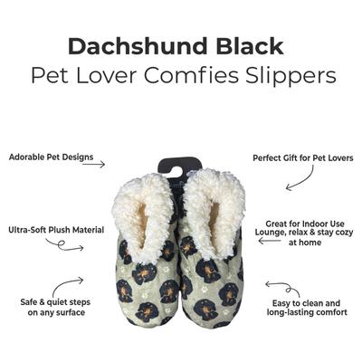 Show full view: E&S PETS Black Dachshund Slippers, Cream, one size slide 2 of 6