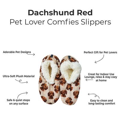 Show full view: E&S PETS Red Dachshund Slippers, Cream, one size slide 2 of 5