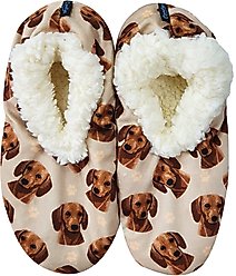 E&S PETS Red Dachshund Slippers, Cream, one size