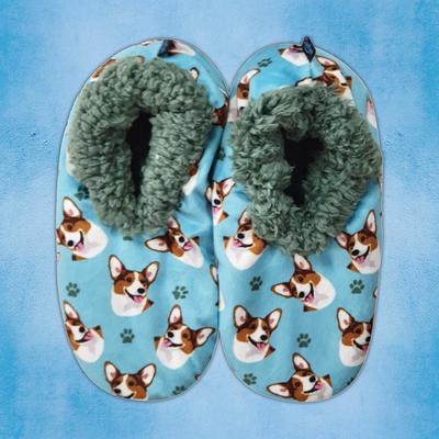 Show full view: E&S PETS Welsh Corgi Slippers, Light Blue, one size slide 3 of 4